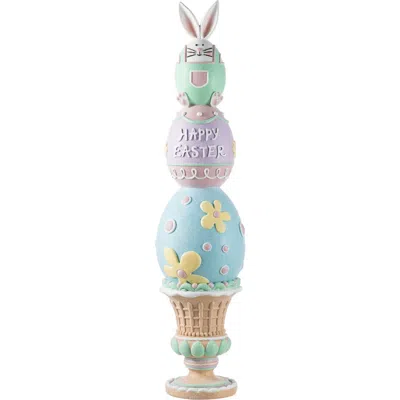 Glitzhome 30.5"h Easter Resin Stacked Egg & Bunny Porch Decor In Multi
