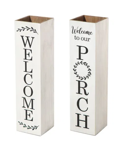 Glitzhome 30"h Double Side Boxed Welcome Porch Sign In White