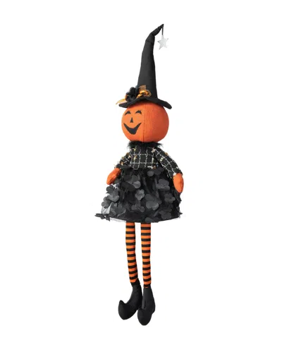 Glitzhome 30"h Halloween Fabric Dressed Pumpkin Sitter In Multi