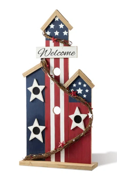 Glitzhome 30"h Patriotic Americana Wooden Birdhouse Porch Decor In Multi