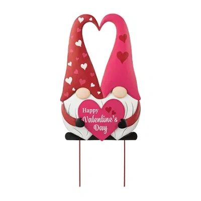 Glitzhome 30"h Valentine's Gnome Couple Stake Holiday Yard Art In Red