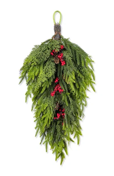 Glitzhome 31.5"h Christmas Pe Dripping Teardrop Wreath In Green