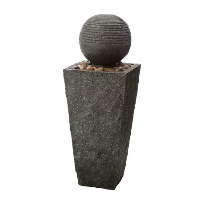 Glitzhome 31.75" Polyresin Sphere Outdoor Fountains In Gray