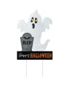 Glitzhome 32.25" Lighted Halloween Metal Ghost Tombstone Yard Stake With Timer