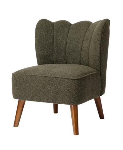 Glitzhome 32.75" Modern Hunter Upholstered Vertical Ripple Channel Tufted Accent Chair In Green