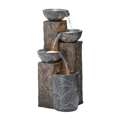 Glitzhome 32.75'h Textured 4-tier Resin Outdoor Fountain In Gray