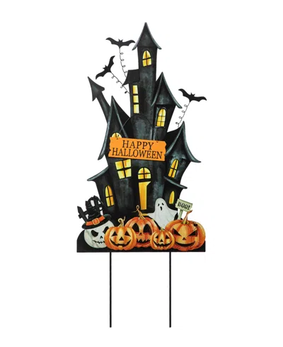 Glitzhome 32"h Halloween Metal Haunted House Yard Stake In Multi