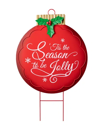 Glitzhome 32"h Large Metal Christmas Ornament Yard Stake Or Wall Decor In Multi