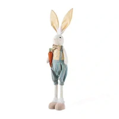 GLITZHOME 33" FABRIC BOY BUNNY EASTER TABLETOP DECOR