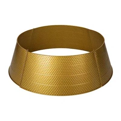 Glitzhome 3.3ft Metal Christmas Tree Collar In Yellow