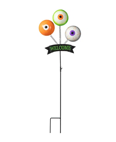 Glitzhome 35.25"h Halloween Metal "welcome" Spring Eyeballs Yard Stake In Multi