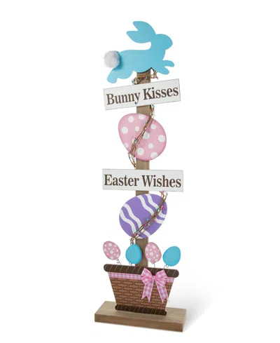 Glitzhome 35.5" H Easter Wooden Bunny And Eggs Porch Decor In Multi