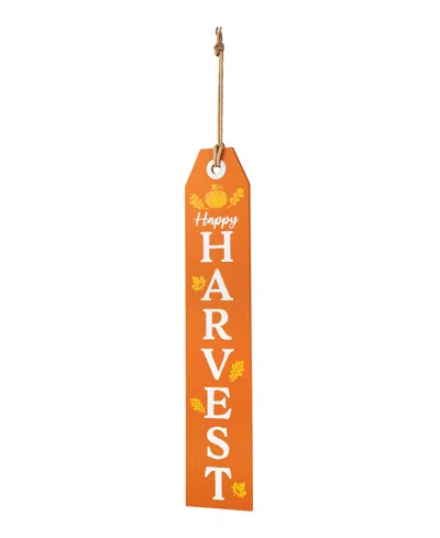 Glitzhome 35.5"h Fall And Halloween Wooden Reversible Tag Porch Sign In Orange