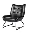 Glitzhome 35.75" Leatherette Mid-century Modern Wingback Accent Chair In Black