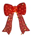 Glitzhome 35.75" Lighted Fabric 3d Christmas Bow In Multi