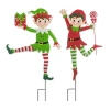 Glitzhome 35.75" Metal Dancing Elf Christmas Yard Art In Red