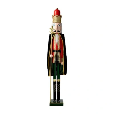 Glitzhome 3.5ft King Wooden Christmas Nutcracker In Red