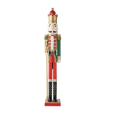 Glitzhome 3.5ft Wooden King Christmas Nutcracker In Red