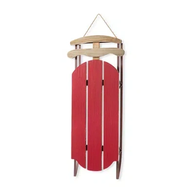 Glitzhome 35"h Wooden Red Christmas Christmas Porch Sign