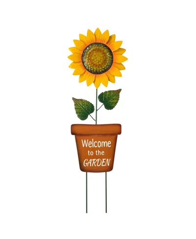 Glitzhome 36'' H Metal "welcome To The Garden" Sunflower Yardstake In Multi