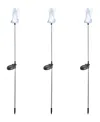Glitzhome 36" H Set Of 3 Solar Powered Stake Oval Flower Light With Stainless Steel Pole In Multi