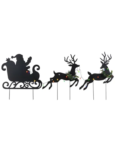 Glitzhome 36 Lighted Christmas Metal Embossed Gold Joy Yard Stick In Black