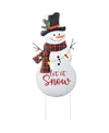Glitzhome 36" Lighted Metal Christmas Let It Snow Snowman Yard Stake In Multi