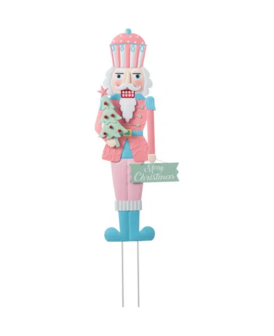 Glitzhome 36" Metal Christmas Nutcracker Yard Stake In Multi