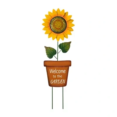 Glitzhome 36" Metal Sunflower Yard Stake In Yellow