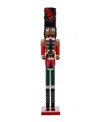 Glitzhome 36.5" Wooden Christmas African Soldier Nutcracker In Multi