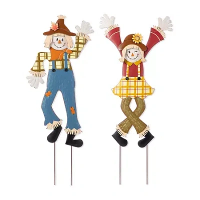 Glitzhome 36"h Fall Metal Scarecrow Thanksgiving Yard Art In Multi