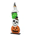 Glitzhome 36"h Halloween Wooden Stacked Ghost Frankenstein Skull Pumpkin Porch Decor In Multi