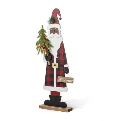 Glitzhome 36"h Lighted Wooden Africa Santa Christmas Porch Sign In Multi