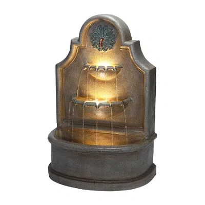 Glitzhome 37.25" 3-tier Polyresin Outdoor Fountain In Gray