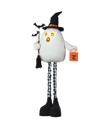 Glitzhome 38"h Lighted Halloween Fabric Ghost Standing Decor, With Telescoping Legs And Timer In Multi