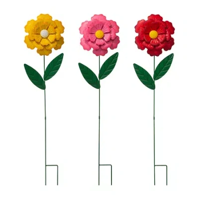 Glitzhome 39.5" Metal Flowers Yard Art In Multi
