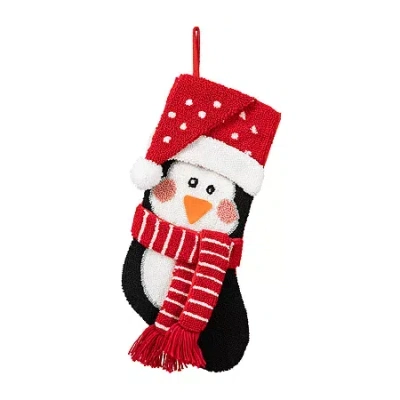 Glitzhome 3d Penguin Hooked Christmas Stocking In Multi