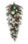 Glitzhome 3ft Artificial Christmas Teardrop Swag With Lights And Timer In Multi