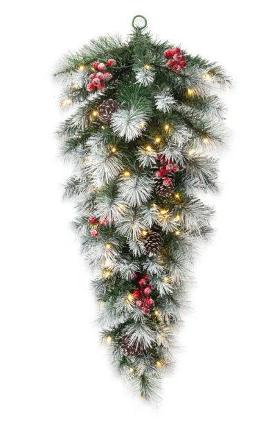 GLITZHOME GLITZHOME 3FT ARTIFICIAL CHRISTMAS TEARDROP SWAG WITH LIGHTS AND TIMER
