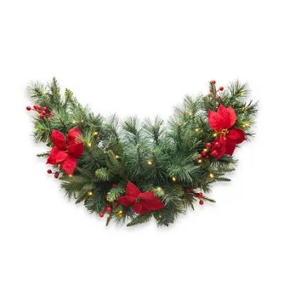 Glitzhome 3ft Pre-lit Red Berries Swag In Green