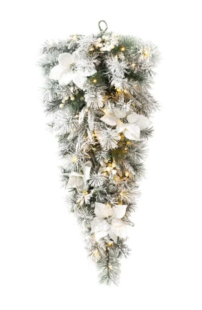 Glitzhome 3ft Pre-lit Flocked Christmas Teardrop With Timer In Multi