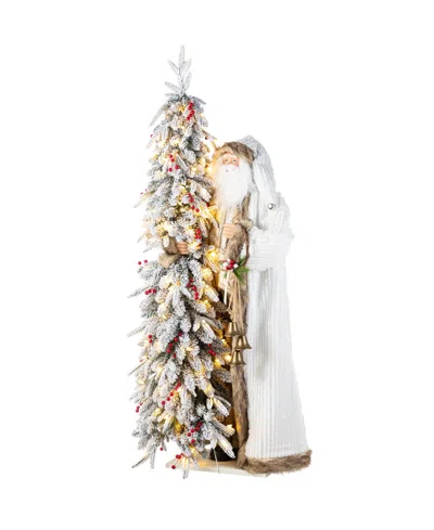 Glitzhome 4" Oversized Christmas Woodland Santa In Multi