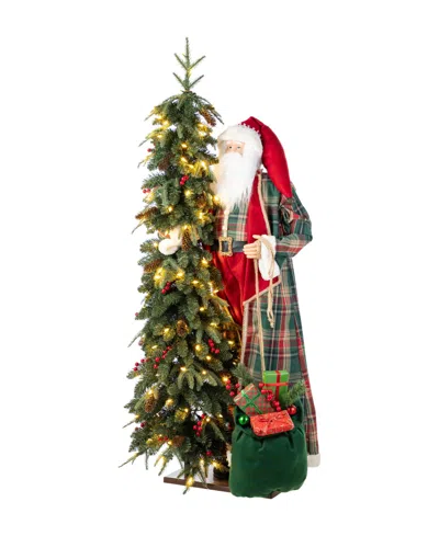 Glitzhome 4" Oversized Christmas Woodland Santa In Multi