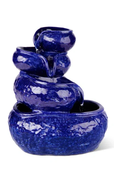 Glitzhome 4-tiered Ceramic Cobalt Blue Table Fountain With Pump