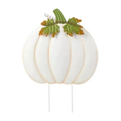 Glitzhome 40"h Fall Oversized Metal Ivory Pumpkin Thanksgiving Yard Art In Multi
