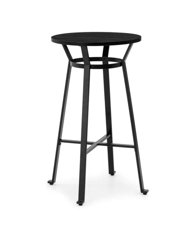 Glitzhome 41.25" Steel Round Bar Table In Black