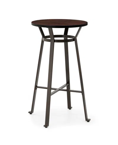 Glitzhome 41.25" Steel Round Bar Table In Brown