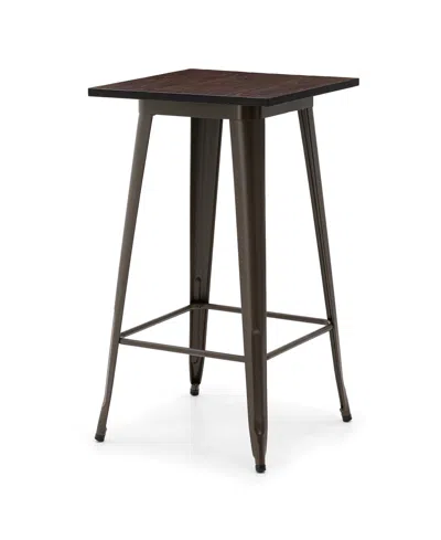 Glitzhome 41.25" Steel Square Elm Bar Table In Brown