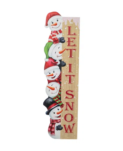Glitzhome 41.75" Lighted Wooden Christmas Let It Snow Stack Snowman Porch Decor In Multi