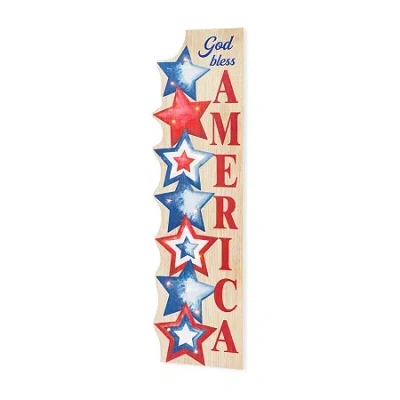 Glitzhome 42" Lighted Stacked Stars Porch Sign In Multi